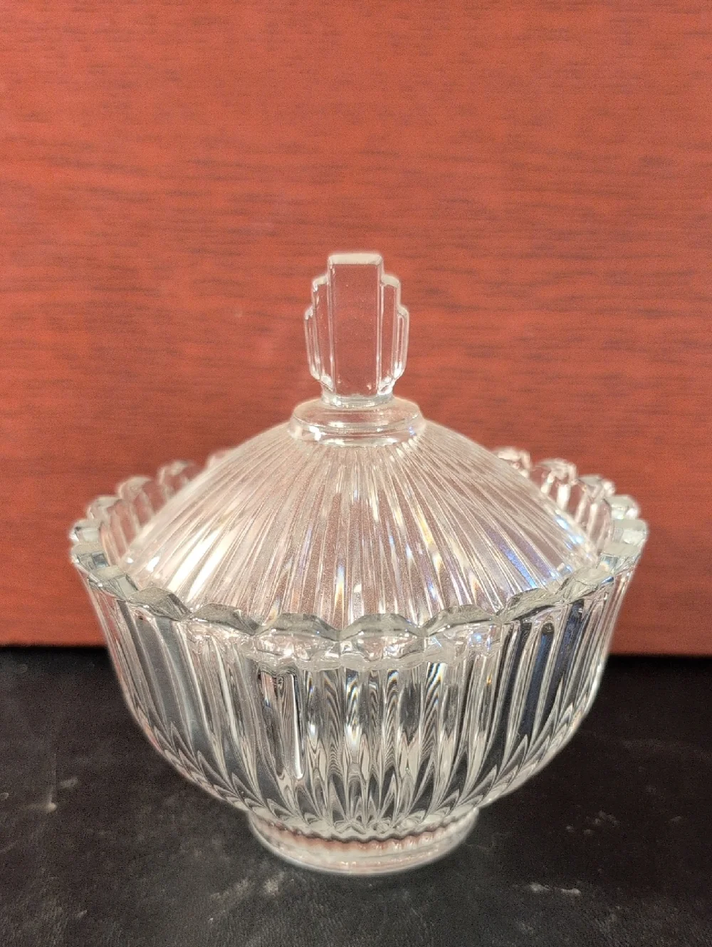 Glass Lidded Sugar Bowl